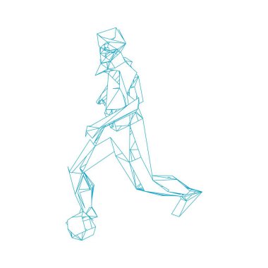 Futbolcu topa vuruyor. Vektör illüstrasyonu. Futbolcu, topa vur, parçacık farklılığı kompozisyonu, vektör illüstrasyonu