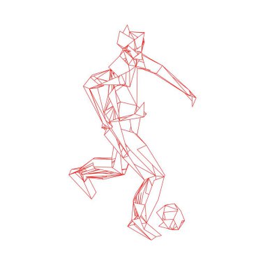 Futbolcu topa vuruyor. Vektör illüstrasyonu. Futbolcu, topa vur, parçacık farklılığı kompozisyonu, vektör illüstrasyonu