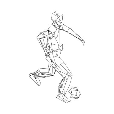 Futbolcu topa vuruyor. Vektör illüstrasyonu. Futbolcu, topa vur, parçacık farklılığı kompozisyonu, vektör illüstrasyonu