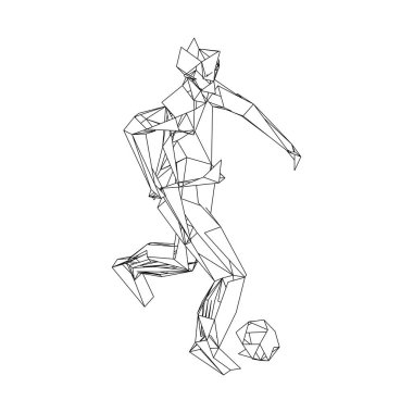 Futbolcu topa vuruyor. Vektör illüstrasyonu. Futbolcu, topa vur, parçacık farklılığı kompozisyonu, vektör illüstrasyonu