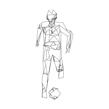 Futbolcu topa vuruyor. Vektör illüstrasyonu. Futbolcu, topa vur, parçacık farklılığı kompozisyonu, vektör illüstrasyonu