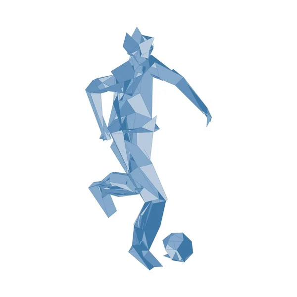 Jogador de futebol chutando bola. Vector illustration.Football jogador, chute uma bola, partícula composição divergente, ilustração vetorial — Vetor de Stock