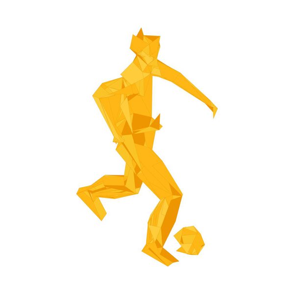 Soccer player kicking ball. Vector illustration.Football player, kick a ball, particle divergent composition, vector illustration