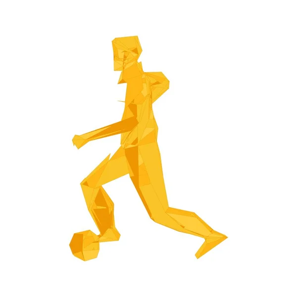 Jogador de futebol chutando bola. Vector illustration.Football jogador, chute uma bola, partícula composição divergente, ilustração vetorial — Vetor de Stock