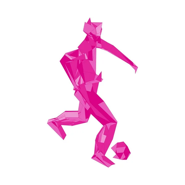 Voetbalspeler schoppen bal. Vector illustratie.Voetbalspeler, schop een bal, deeltje uiteenlopende samenstelling, vector illustratie — Stockvector