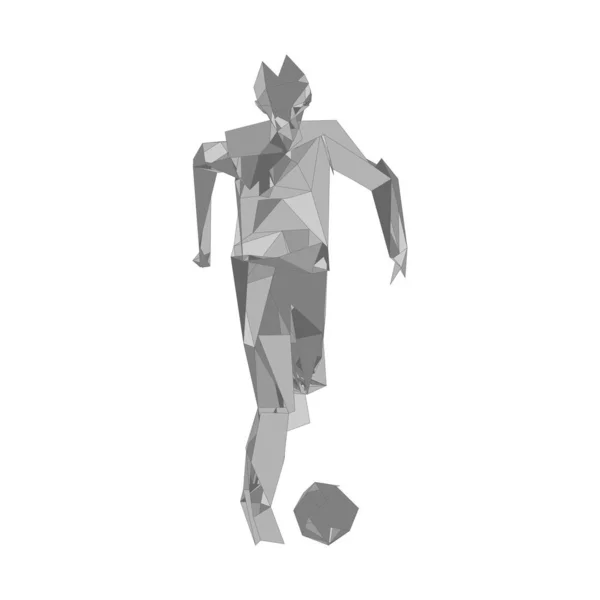 Voetbalspeler schoppen bal. Vector illustratie.Voetbalspeler, schop een bal, deeltje uiteenlopende samenstelling, vector illustratie — Stockvector