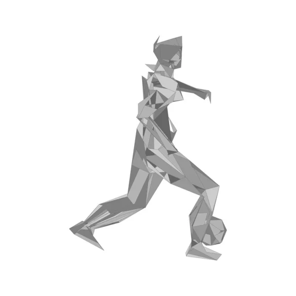 Футболист пинает мяч. Векторная иллюстрация. Футболист, удар мячом, композиция частиц, векторная иллюстрация — стоковый вектор