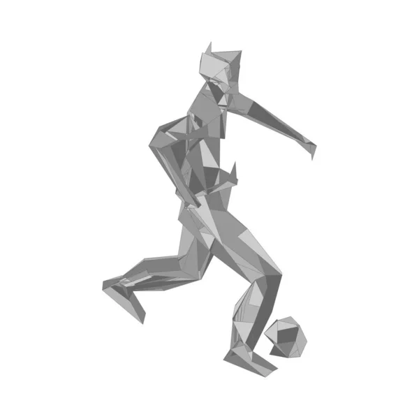 Pemain sepak bola menendang bola. Vector illustration.Football player, kick a ball, particle divergent composisi, vector illustration - Stok Vektor