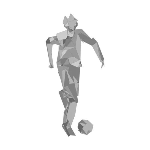 Jogador de futebol chutando bola. Vector illustration.Football jogador, chute uma bola, partícula composição divergente, ilustração vetorial —  Vetores de Stock