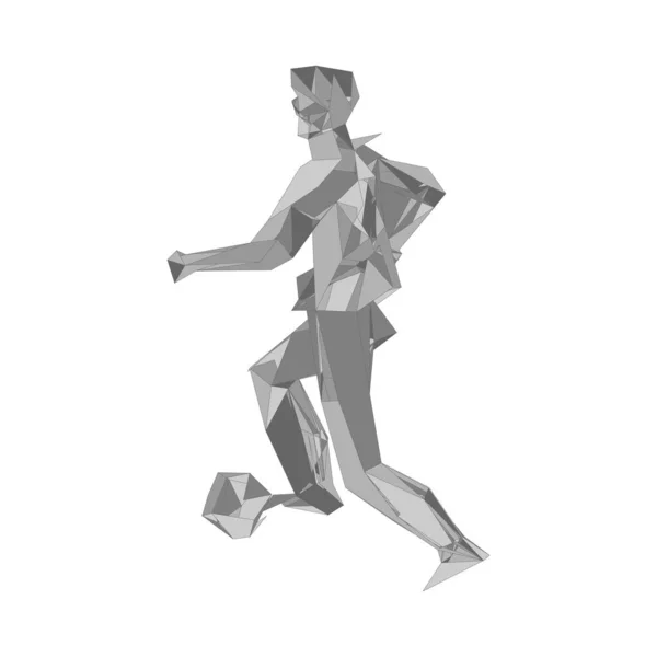 Παίκτης ποδοσφαίρου κλωτσάει μπάλα. Εικονογράφηση διάνυσμα. ποδοσφαιριστής, λάκτισμα μια μπάλα, σωματιδίων αποκλίνουσα σύνθεση, διανυσματική απεικόνιση — Διανυσματικό Αρχείο