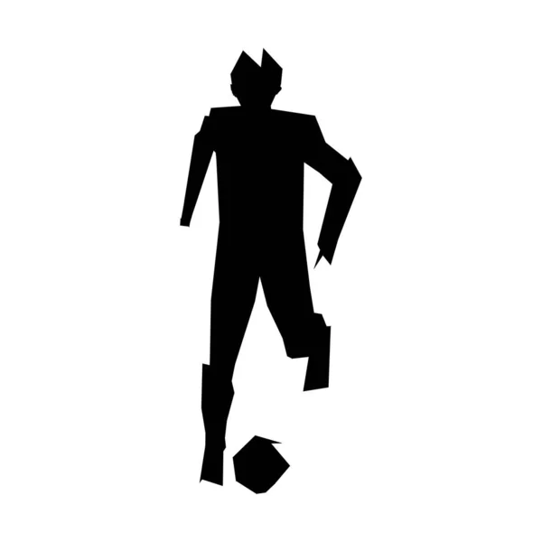 Jogador de futebol chutando bola. Vector illustration.Football jogador, chute uma bola, partícula composição divergente, ilustração vetorial —  Vetores de Stock