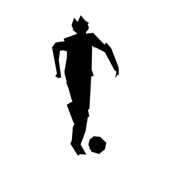 Un footballeur qui donne des coups de pied. Illustration vectorielle.Joueur de football, coup de pied à une balle, composition divergente de particules, illustration vectorielle — Image vectorielle