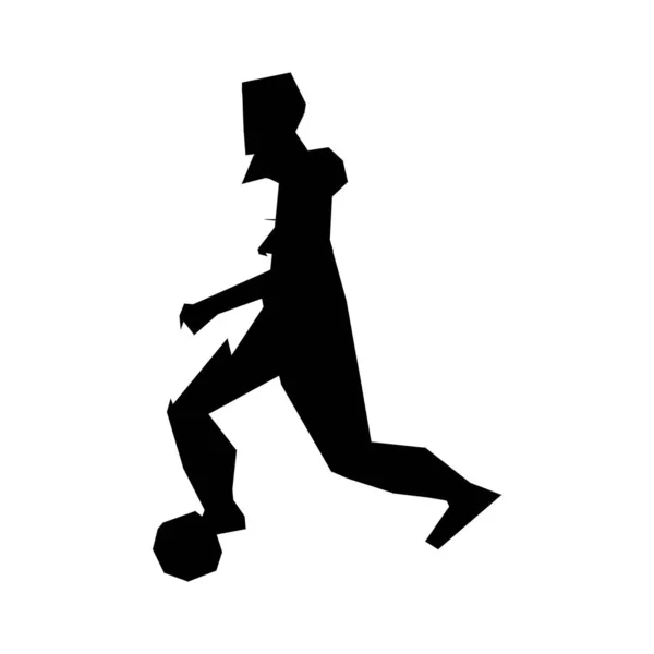 Un footballeur qui donne des coups de pied. Illustration vectorielle.Joueur de football, coup de pied à une balle, composition divergente de particules, illustration vectorielle — Image vectorielle