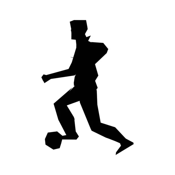 Jogador de futebol chutando bola. Vector illustration.Football jogador, chute uma bola, partícula composição divergente, ilustração vetorial —  Vetores de Stock
