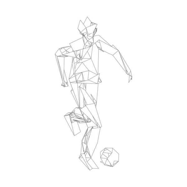 Soccer player kicking ball. Vector illustration.Football player, kick a ball, particle divergent composition, vector illustration — ストックベクタ