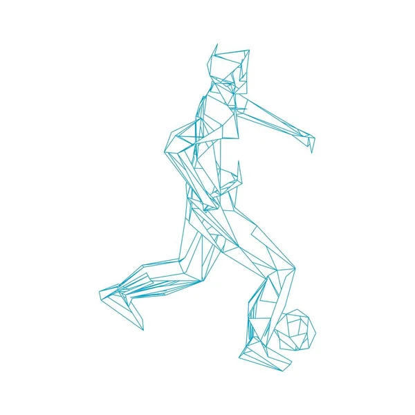 Fußballer, der Ball kickt. Vektor illustration.football player, kick a ball, partikeldivergente Zusammensetzung, Vektor illustration — Stockvektor