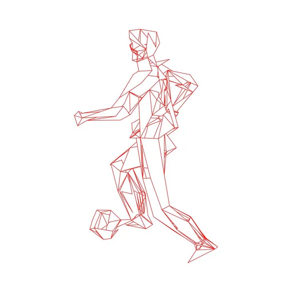 Soccer player kicking ball. Vector illustration.Football player, kick a ball, particle divergent composition, vector illustration — ストックベクタ
