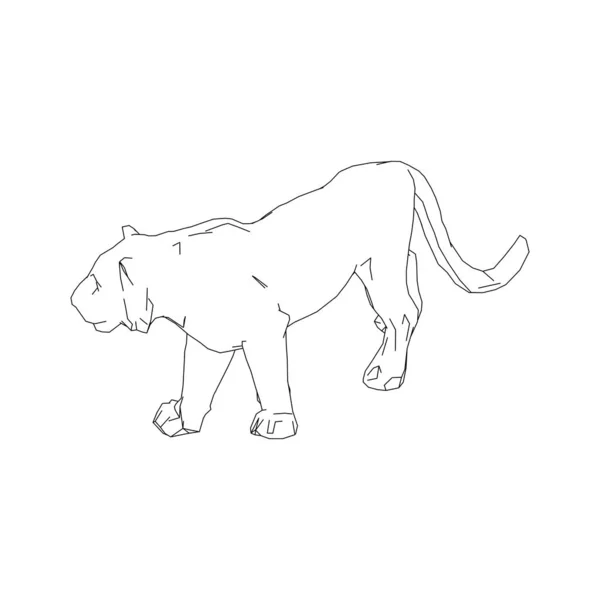 Tigre saltando de las piezas desintegradas — Vector de stock