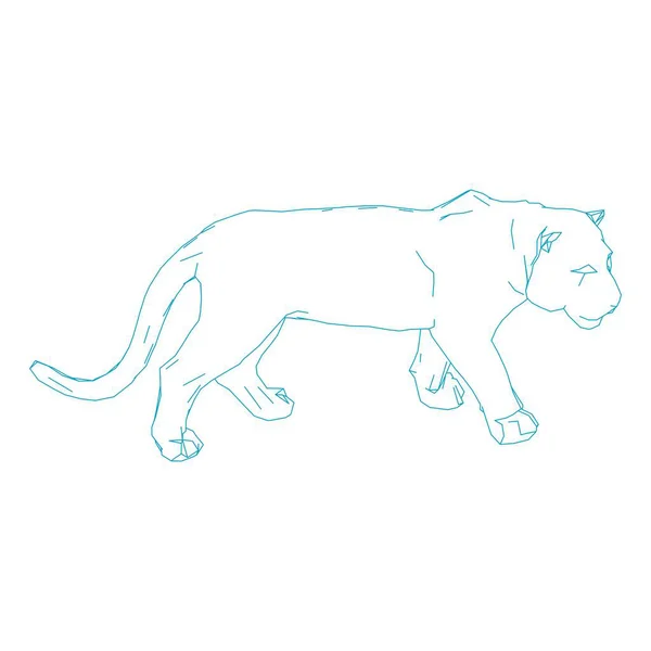 Tigre saltando de las piezas desintegradas — Vector de stock