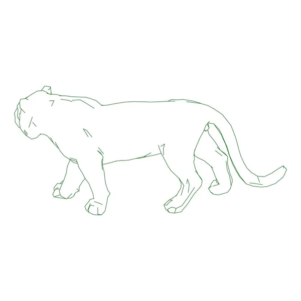 Tigre saltando de las piezas desintegradas — Vector de stock