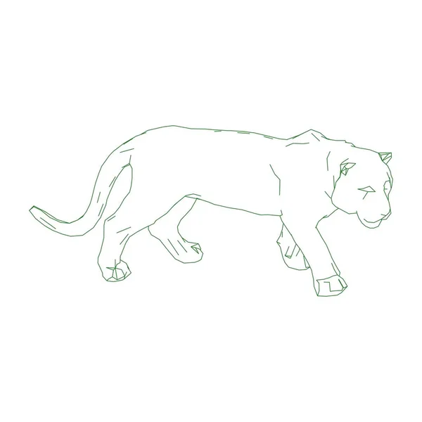 Tigre saltando de las piezas desintegradas — Vector de stock