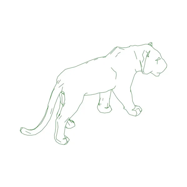 Tigre saltando de las piezas desintegradas — Vector de stock