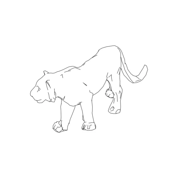 Tigre saltando de las piezas desintegradas — Vector de stock