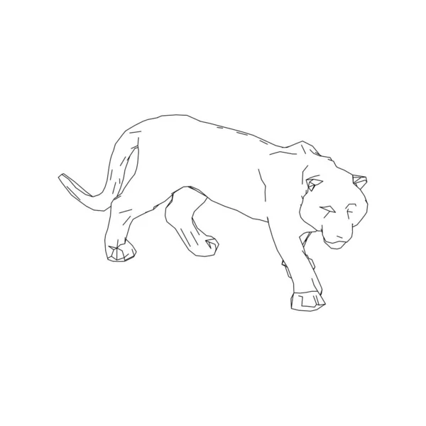 Tigre saltando de las piezas desintegradas — Vector de stock