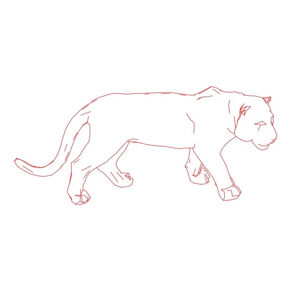 Tigre saltando de las piezas desintegradas — Vector de stock