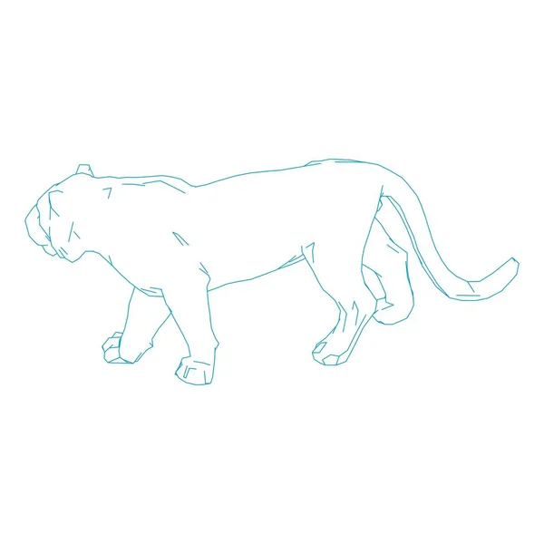 Tigre saltando de las piezas desintegradas — Vector de stock