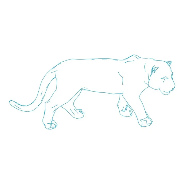 Tigre saltando de las piezas desintegradas — Vector de stock