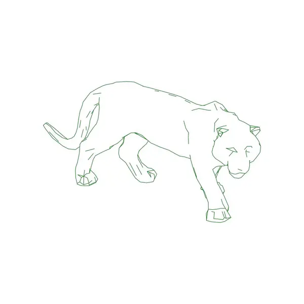 Tigre saltando de las piezas desintegradas — Vector de stock