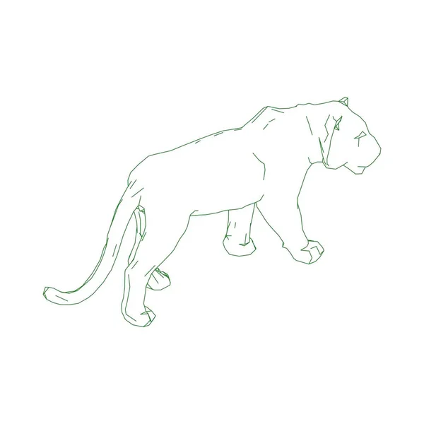 Tigre saltando de las piezas desintegradas — Vector de stock