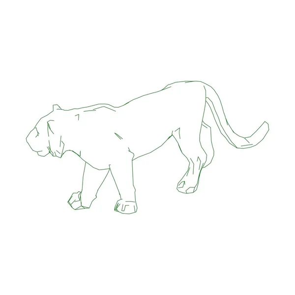 Tigre saltando de las piezas desintegradas — Vector de stock