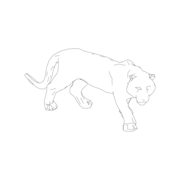 Tigre saltando de las piezas desintegradas — Vector de stock