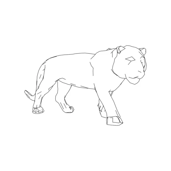 Tigre saltando de las piezas desintegradas — Vector de stock