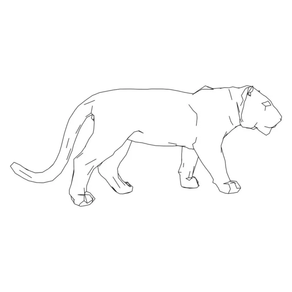 Tigre saltando de las piezas desintegradas — Vector de stock