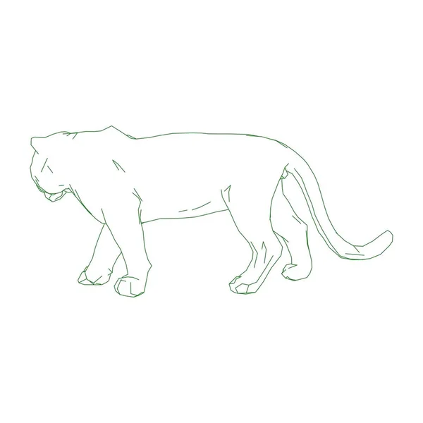 Tigre saltando de las piezas desintegradas — Vector de stock