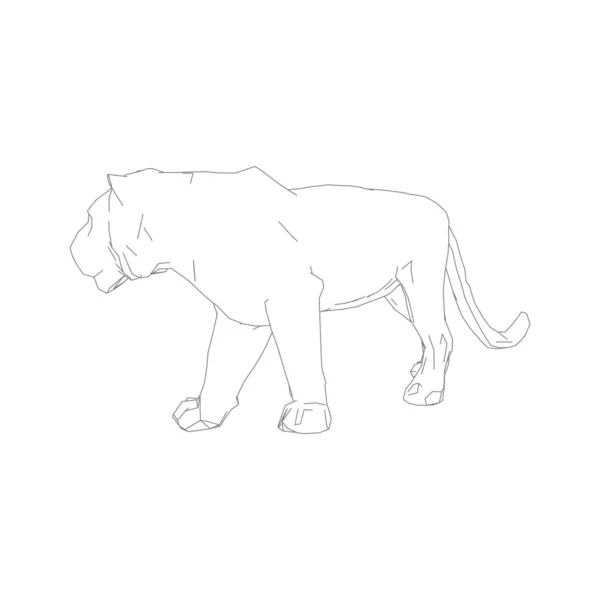 Tigre saltando de las piezas desintegradas — Vector de stock