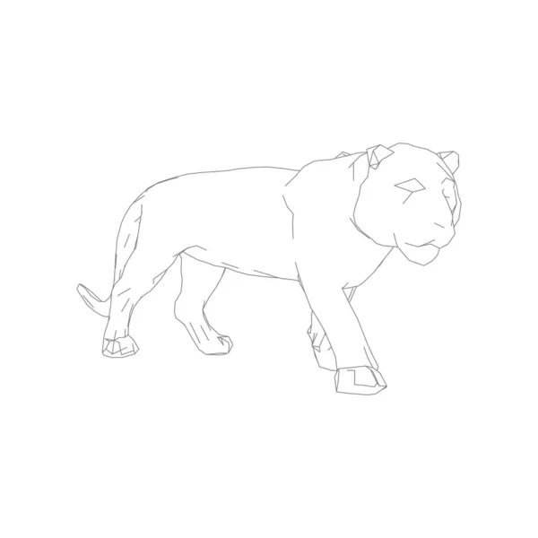 Tigre saltando de las piezas desintegradas — Vector de stock