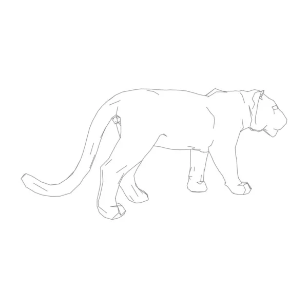 Tigre saltando de las piezas desintegradas — Vector de stock