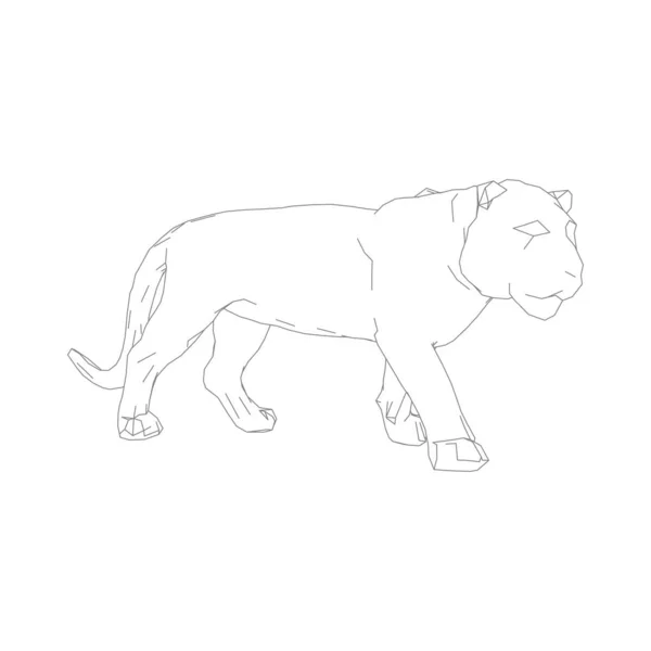 Tigre saltando de las piezas desintegradas — Vector de stock