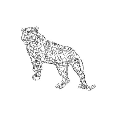 Çokgenlerden sıçrayan kaplan. Çokgen kaplan grafik tasarımı.