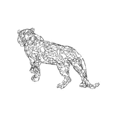 Çokgenlerden sıçrayan kaplan. Çokgen kaplan grafik tasarımı.