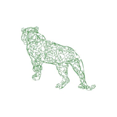 Çokgenlerden sıçrayan kaplan. Çokgen kaplan grafik tasarımı.