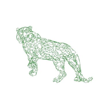 Çokgenlerden sıçrayan kaplan. Çokgen kaplan grafik tasarımı.