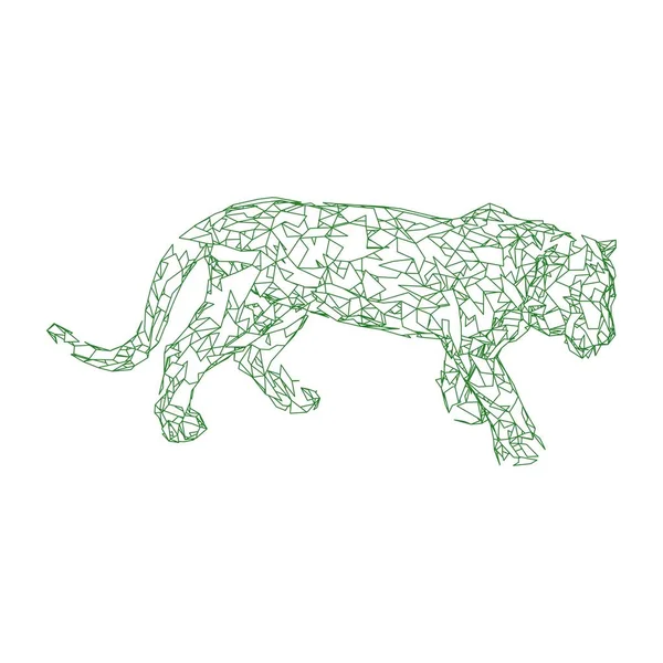 Saltando tigre de los polígonos. Diseño gráfico de tigre poligonal . — Vector de stock