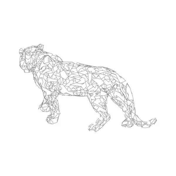 Άλμα τίγρης από πολύγωνα. Γραφική σχεδίαση πολυγωνικής τίγρης. — Διανυσματικό Αρχείο