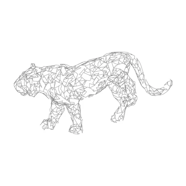 Tigre bondissant des polygones. Conception graphique polygonale tigre . — Image vectorielle