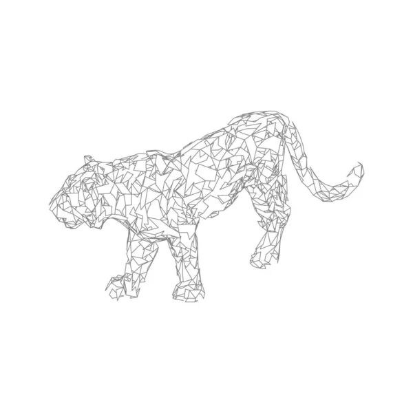 Hoppande tiger från polygoner. Polygonal tiger grafisk design. — Stock vektor